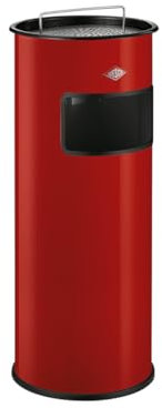 WESCO großer Standascher mit Sieb in der Farbe rot, pulverbeschichtetes Stahlblech, 50 Liter Volumen, Einwurfschlitz, ohne Einsatz