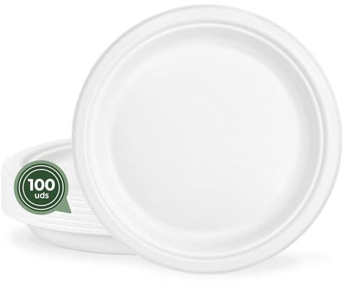 Horeca Collection MAXI PRODUCTS - 100 Unidades - Platos Caña de Azúcar -Plato Hondo Redondo - Plato Compostable - Plato Reciclabe - 19 x 4 cm - 680 cc - RESISTENCIA TÉRMICA