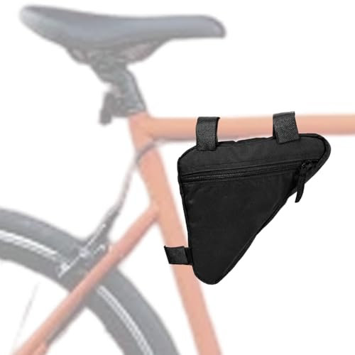 lafomukea Bike Frame Triangle Bag, Bicycle Front Pouch Saddle Bag, Cycling Handlebar Front Tube Saddle Storage Bag for MTB and Road Mountain Bike, Phone, Cash, Repair Tool, Mini Pump (Black)