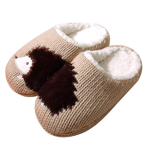 MIEHUIAI Pantofole Donna Invernali Peluche Ciabatte Casa Pelose Calde Morbide Pantofole Memoria Schiuma Scarpe Interno All'aperto(37/38EU,Riccio Marrone Scuro)