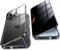 Anti Peeping Hülle für iPhone 16 Pro,Magnetic Schutzhülle Handyhülle,9H Gehärtetes Glas,Privacy Display Protector Metallrahmen Anti Spy Case 360 Grad Schutz Anti-Spion Cover,Schwarz