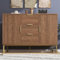 HAINEW Sideboard Kommode mit 3 Schubladen und 2 Türen, Walnussfarbe Aufbewahrungsschrank Mehrzweckschrank Buffetschrank mit Geometrischem Muster Relief für Flur, Schlafzimmer, Wohnzimmer