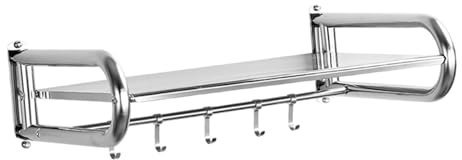 perfk Rejilla para Horno microondas, Rejilla para microondas, Rejilla de Montaje en Pared, Soporte de Acero Inoxidable para Horno microondas para el hogar, 50cm Plata