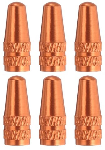 sourcing map 6pcs Bike Valve Caps Anodized Aluminum Road Bicycle Air Tire Valve Caps Dust Caps for MTB Road Racing Bicycle, Orange