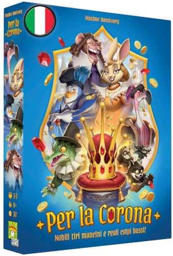 Asmodee Für die Krone, Strategisches Brettspiel für die ganze Familie, Bluff-Spiel ab 8 Jahren für 3 bis 5 Spieler, 30 Minuten Spielzeit, italienische Version