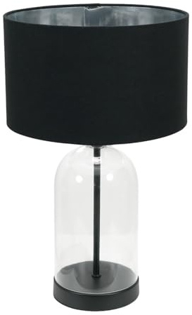 ValueLights | Jessy Glass Table Lamp Black Base with Black & Chrome Inner Shade & Warm White Bulb | Table Lamps, Home Décor & Improvement Essential