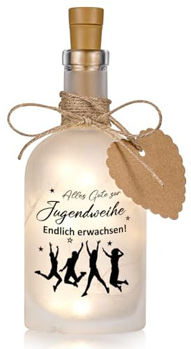 BBTO LED Flaschenlicht Geldgeschenk Jugendweihe Geschenke Beleuchtete Dekoflasche LED Deko Geld Leuchtflasche Geburtstag Geschenk für Endlich Erwachsen Jugendliche