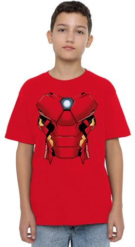 Iron Man Costume Unisex Kids T Shirt, Red, 9-10 Years