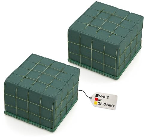 matches21 HOME & HOBBY 2er Set Steckschaum als Blumen Raquette - ringsum gedrahtet mit Holzboden - 2X halber Ziegel