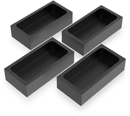 Molten Masters 1 kg - 4 Stück Premium Graphit Barren Form für Metallguss - Hochreines Material für Gold, Silber, Aluminium, Kupfer und Messing - Hitzebeständig bis zu 1800℃/3272℉