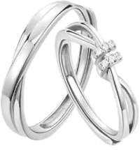 Maynor Eheringe Silber Damen & Herren Trauringe Paar Ringe Silber 925 Ring mit Cubic Zirkonia Verlobungsring Partnerringe Freundschaftsringe Verstellbare Stapelbare Daumenring Fingerring Set Schmuck