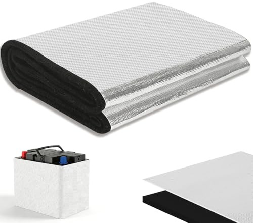 Battery Insulation Set 18 x 100 cm - 3 mm Thick Battery Heat Shield, Heat Resistant, Cold Resistant, Flame Retardant, Insulating, for Car, Truck, Motorhome (1)