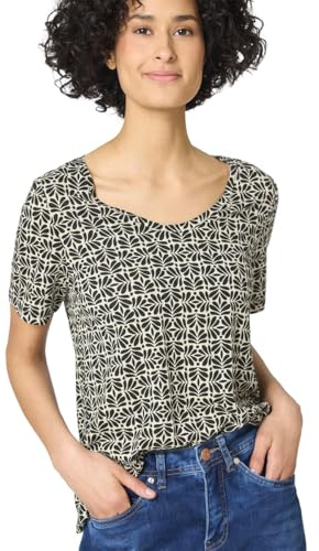 Damen Kurzarm T-Shirt mit gerundetem V-Neck