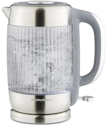 Morphy Richards Lantern Ribbed Kettle, 1.5L, 3Kw Rapid Boil, 360 Degree Base, Dry Boil Protection, Heat & Stain Resistant, Auto Switch Off, Concealed Heating Element, Smoked, 108003