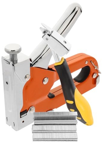 HEATSHAKING Woodworking Stapler Gun Set with 600 Staples and Staple Remover, Manual Heavy Duty Upholstery Stapling Tool for Carpentry, Furniture, and DIY Projects