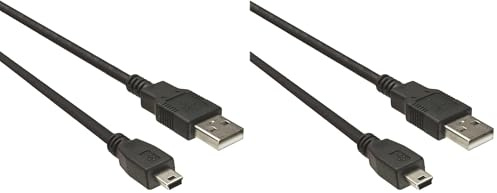PremiumCord USB - Câble de Connexion Mini USB 5 m, Type A Mâle vers Type Mini B Mâle, Câble de Données Haut Débit 480 Mbit/s, 5 Broches, 2X Blindé, AWG28, Couleur Noir, 5 m (Lot de 2)
