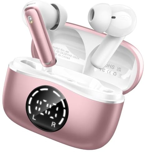 Kopfhörer Kabellos Bluetooth, 2026 Bluetooth Kopfhörer 5.4 mit 50Std HiFi-Stereo Tiefer Bass, 4 ENC Noise Cancelling Mic Wireless Earbuds, USB-C in Ear Ohrhörer, IP-X7 Wasserdicht für iOS Android