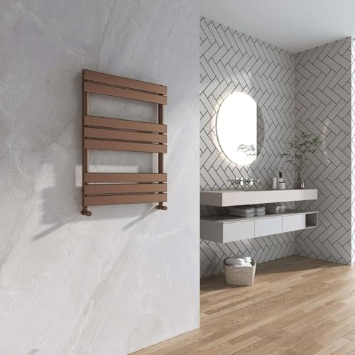 G-Rad Bronze Flat Panel Heated Towel Rail - (H) 800 x (W) 600mm - Modern Streamlined High-Output Heavy Duty Ladder Radiator - Wall Mounted Central Heating Warmer For Home Décor Bathroom Kitchen