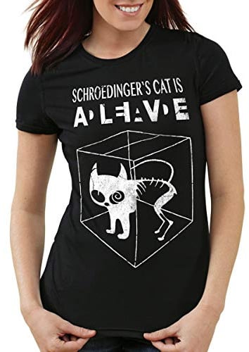 style3 Sheldon Schroedingers Katze Damen T-Shirt Bekleidung Alive Dead Physik Experiment