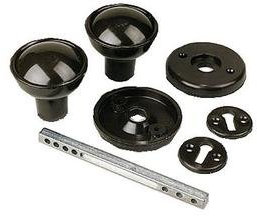 Ironmongery World®Black Plastic Mortice Round Door Gate Shed Knob/Handle