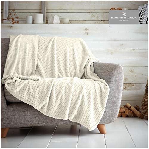 GC GAVENO CAVAILIA Cosy and Cuddly POPCORN Fleece Throw Blanket, 150 x 200 Cm, Polyester, Double, Cream