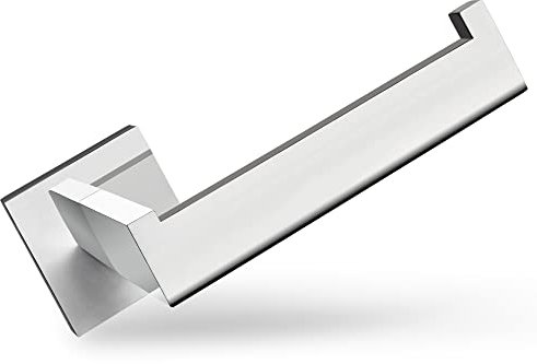 ECENCE Toilettenpapierhalter in Chrom WC-Rollenhalter Eckiges Design aus rostfreiem Edelstahl 304 offene Halterung Kein Abrutschen der Rolle + Montagematerial