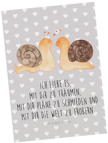 Mr. & Mrs. Panda Postkarte Schnecken Liebe - Geschenk, Ansichtskarten, verliebt, Heiratsantrag, große Liebe, Geschenkkarte, Ehefrau, Jahrestag,