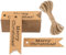 G2PLUS Merry Christmas Labels Tags, 100 PCS Kraft Paper Labels, 2 x7 cm Hanging Decoration Tags with Jute Twine