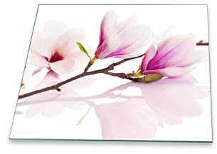 Herdabdeckplatte Abdeckung Ceranfeld Abdeckplatte Schneidebrett 1-Teilig 60x52 Magnolie Rosa Spritzschutz Glasplatte Ceranfeldabdeckung Schutz Kochplatten Herdschutz Sicherheitsglas Glasschneidebrett