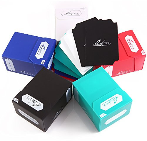 Quiver Time Set de 5 Cajas de Deck Estándar 80+ compatibles con mazos MTG y otrasTCG - Cajas para Mazos Commander con 2 Divisores/Caja (blanco, negro, azul, rojo y verde)