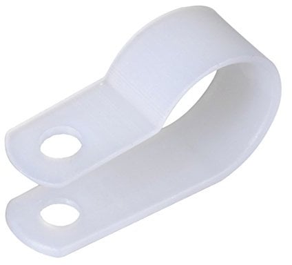 sourcing map 50Pcs Nylon R-Type Cable Clamp Organizer Cord Clips for Wire Management 15mm White
