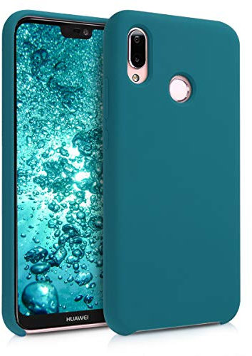 kwmobile Hülle kompatibel mit Huawei P20 Lite Hülle - Silikon Handy Case - Handyhülle weiche Oberfläche - kabelloses Laden - Petrol matt