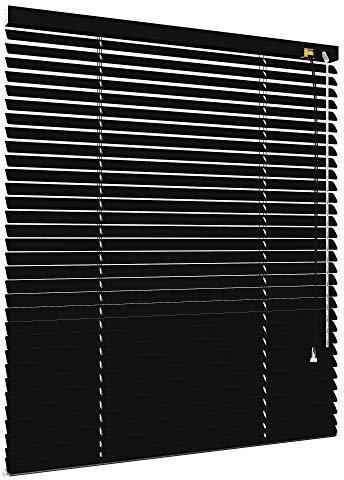 etusimo Klemmfix Alu Jalousie ohne Bohren - viele Größen und Farben - Aluminium Lamellen - Klemmträger Montage Fenster Tür - Rollo Faltrollo Sonnenschutz Jalousette (Größe 90 x 220 cm, Farbe Schwarz)