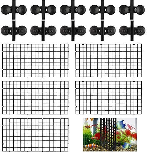 Chudian 5 Pieces Aquarium Dividers, Black Fish Tank Isolate Board Aquarium Filter Grid Plastic Filtration Plate Fish Tank Divider Tray with 10 Pieces Sucker Clips (30 * 15CM)