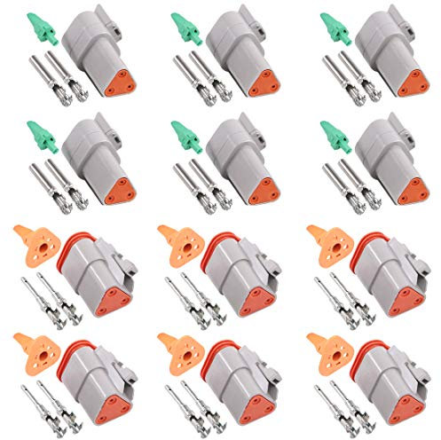 Glarks Lot de 42 connecteurs électriques étanches à 3 broches mâles et femelles pour moto, scooter, voiture, camion, bateau - 22-16 AWG