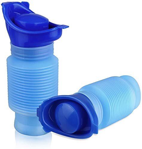 2 pièces Urinoir portable d'urgence Urinoirs rétractables hommes et femelles Bouteille d'urine adulte Pot de voyage pour urgences en voiture Petit pot à urine toilettes pour camping randonnée.