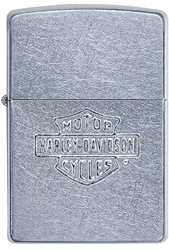 ZIPPO – Sturmfeuerzeug, Harley Davidson, Stamped, Street Chrome, nachfüllbar, in hochwertiger Geschenkbox