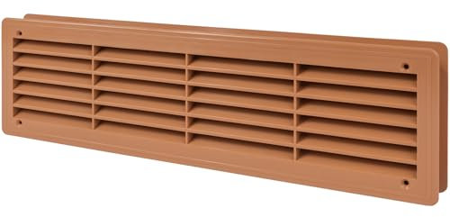 Rejilla de ventilación para puertas – Rejilla de ventilación – Cuarto de baño, gabinete, garaje a través de la cubierta de ventilación – Color: marrón - 46 x 13.5 cm (44 x 12 cm)