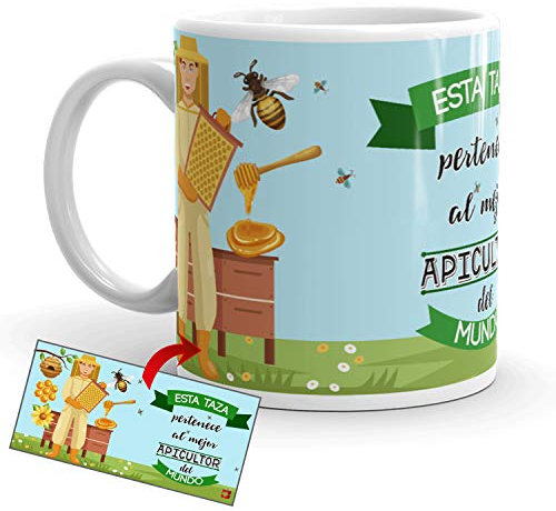 Kembilove Taza de Café del Mejor Apicultor del Mundo – Taza de Desayuno para la Oficina – Taza de Café y Té para Profesionales – Tazas de Cerámica de Profesiones – Idea de Regalo Original