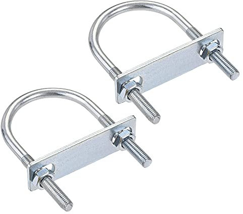 sourcing map 2 Satz M8 Runde U-Bolzen Bügelbolzen Bügelschrauben Stahl 55mm Innenbreite 100mm Länge mit Mutternrahmen und Befestigungselementen