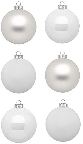 Inge Glas Weihnachtskugeln | Schöne Christbaumkugeln aus Glas | 30 Kugeln in Karton-Box | Christbaumschmuck Weihnachtsbaumschmuck Weihnachtsbaumkugeln (Just White | weiß Glanz/matt)