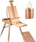 COSTWAY Staffelei mit Ablage und Schublade, Künstlerstaffelei Buchenholz, Standstaffelei verstellbar, Bodenstaffelei für Leinwände bis 86cm, Atelierstaffelei tragbar 71x114x180cm
