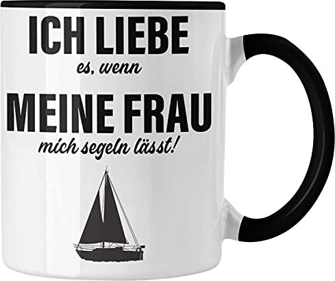 Trendation - Segeln Geschenk Tasse Segler Geschenkidee Segelmboot Kapitän Kaffeetasse Kaffeebecher (Schwarz)