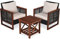 HAPPYGRILL Set di 3 mobili da esterno da patio con tavolino da caffè, mobili da balcone, veranda, bistrò, con struttura in legno e cuscini lavabili, per giardino, piscina, cortile
