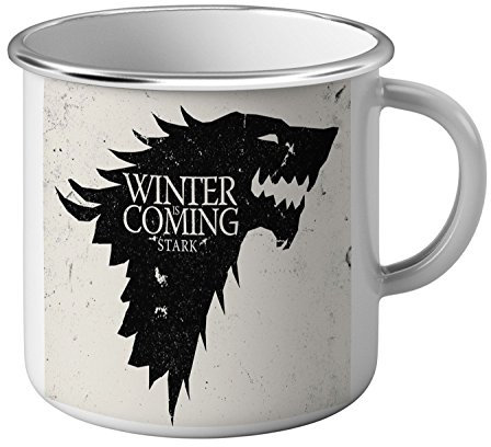 Tasse emailliert Metall Winter is coming stark wolf game of thrones film