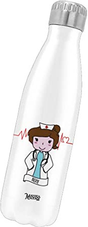Borraccia Termica Bottiglia Termica Acciaio Inox 500ml Bottiglia Termica Made in Italy Ecologica Thermos 24 Ore Freddo & 12 h Caldo - Personalizzata con nome - Infermiera Donna