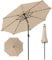 COSTWAY 3m Garden Parasol, 112 Solar Powered LED Lights Patio Umbrella with Tilt, Crank Handle & Vented Top, 8 Ribs UV Protective Outdoor Table Sun Shade for Market Yard Pool (Beige)