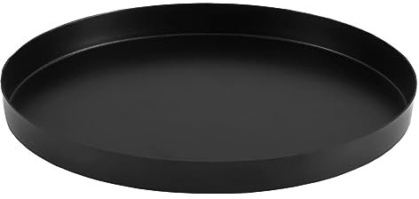 Vassoio portacandele rotondo in metallo, nero, vassoio decorativo per decorazioni moderne della casa di campagna (30 cm)