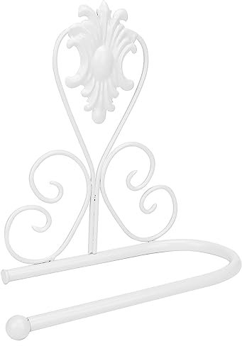 NDNCZDHC Porta Carta Igienica in Ghisa Porta Carta Igienica Rustica in Ferro Battuto, Porta Asciugamani a Parete Porta Carta Igienica Accessori da Bagno(Bianco)