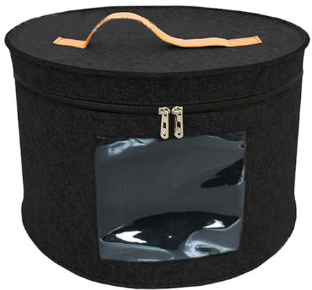 perfk Hutschachtel, Hutaufbewahrungsbox, Aufbewahrungsbehälter für Damen und Herren, Reisehutschachteln, Kappenboxen, zusammenklappbarer, Schwarz 33x26cm